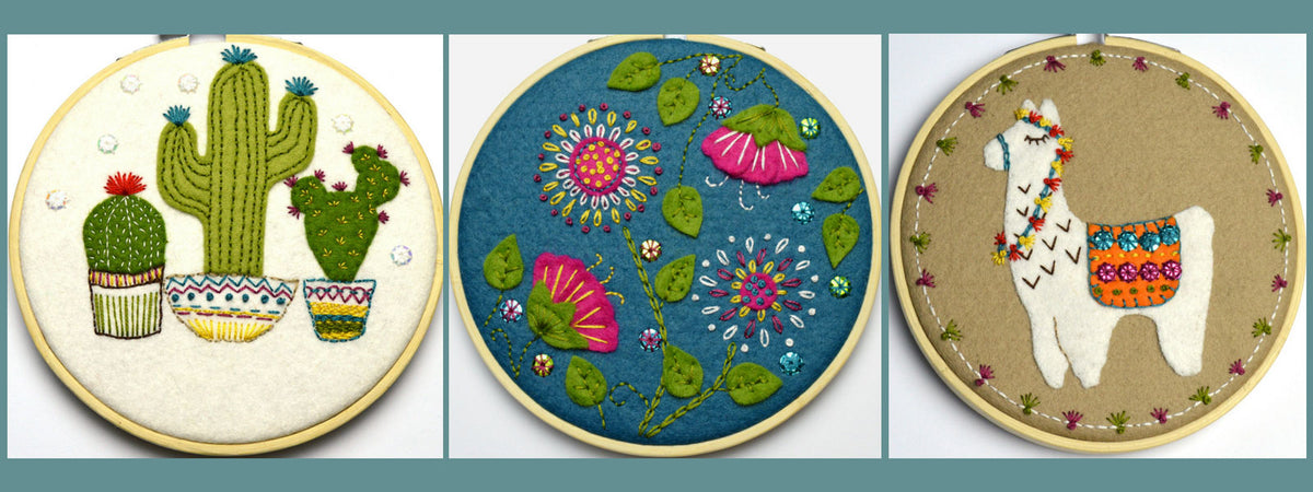 Corinne Lapierre Applique Hoop Embroidery Kits Llama Tropical Flowers Cactus