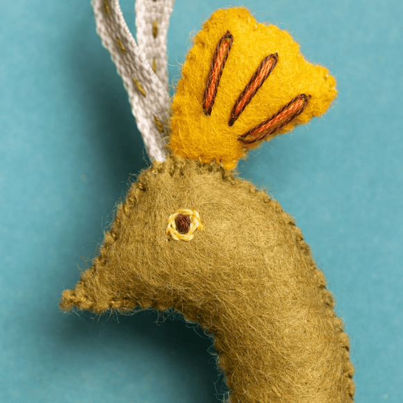 Folk Embroidered Peacock Felt Craft Mini Kit