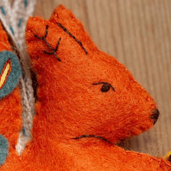 Folk Embroidered Squirrel Felt Craft Mini Kit
