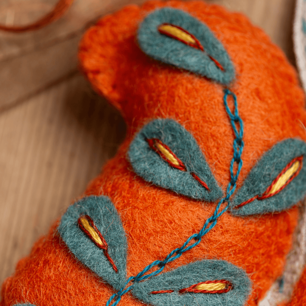 Folk Embroidered Squirrel Felt Craft Mini Kit