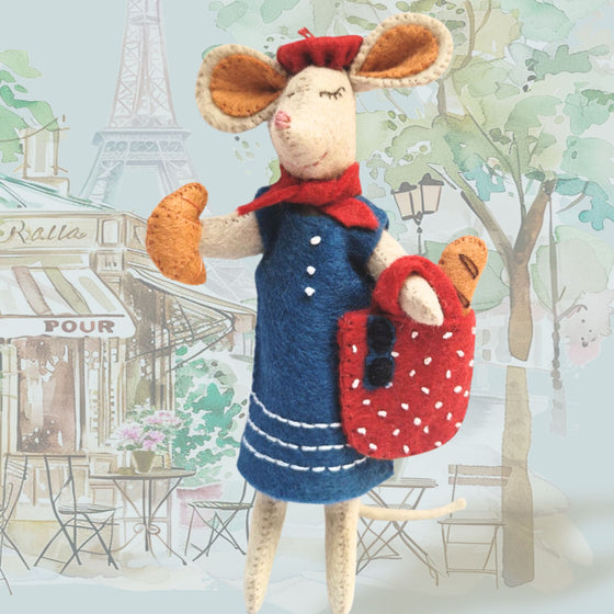 Felt Little Mouse in Paris Digital Pattern