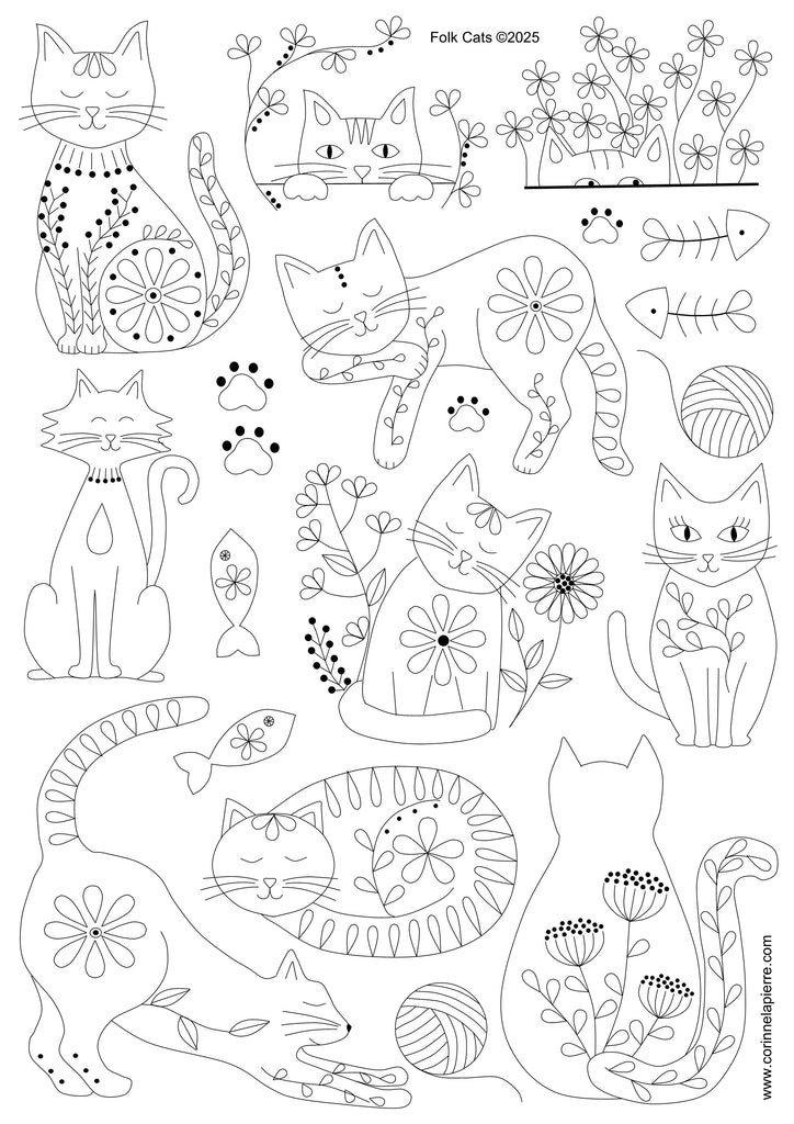 Folk Cats Stick & Stitch
