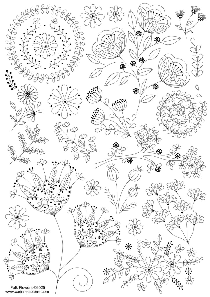Folk Flowers Stick & Stitch