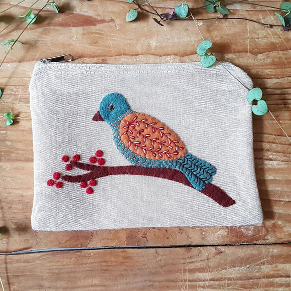 Jute and cotton zipped pouch