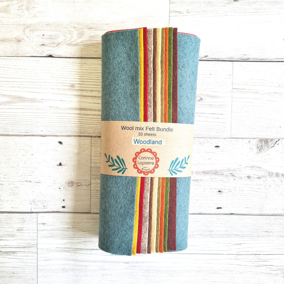Corinne Lapierre Wool Mix Felt Bundle. Image of colourful felt bundle.