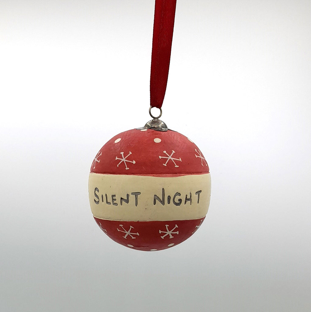 Hand painted 'Silent Night'  Wooden Bauble