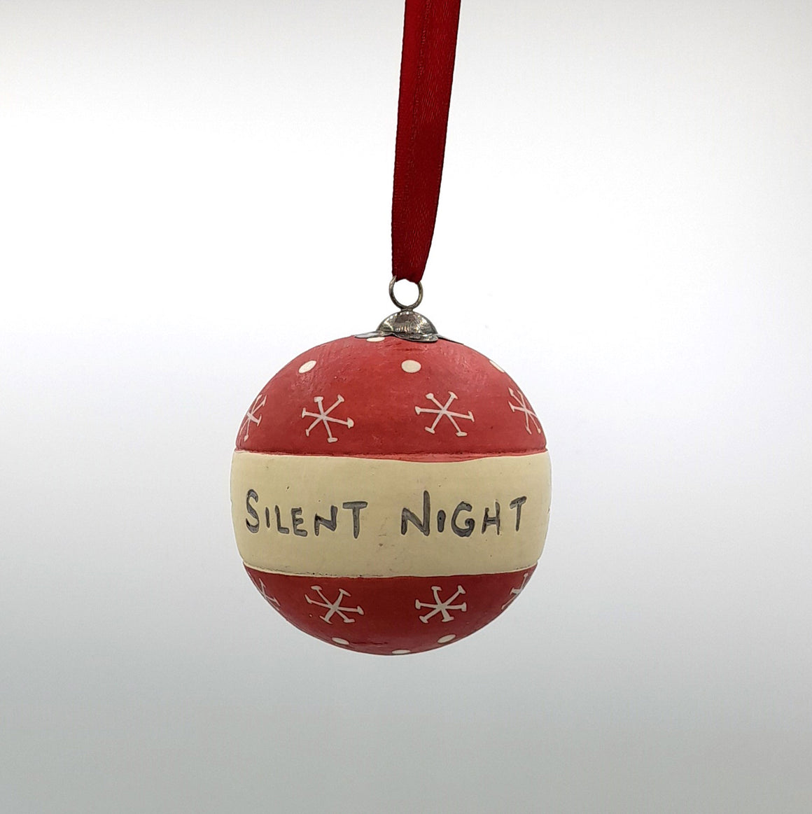 Hand painted 'Silent Night'  Wooden Bauble