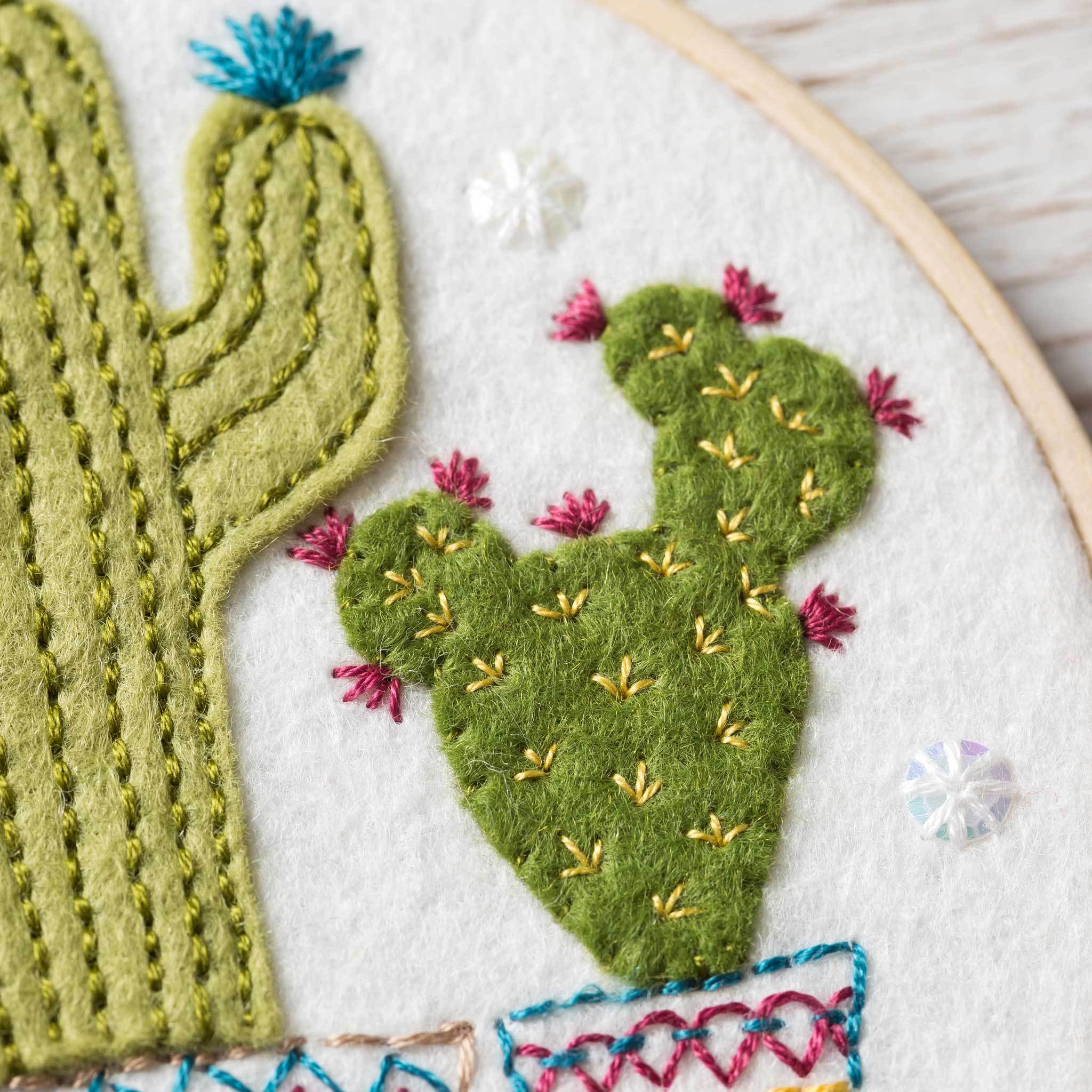 Corinne Lapierre Cactus Felt Applique Embroidery Hoop Craft Kit