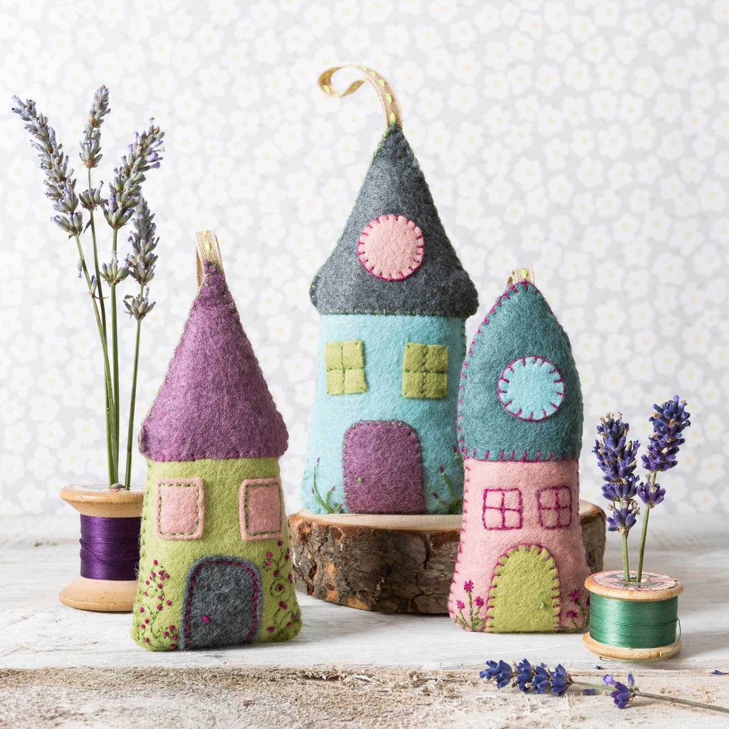 Corinne Lapierre Lavender Houses Felt Craft Kit. 3 felt house hanging decorations, filled with lavender. 