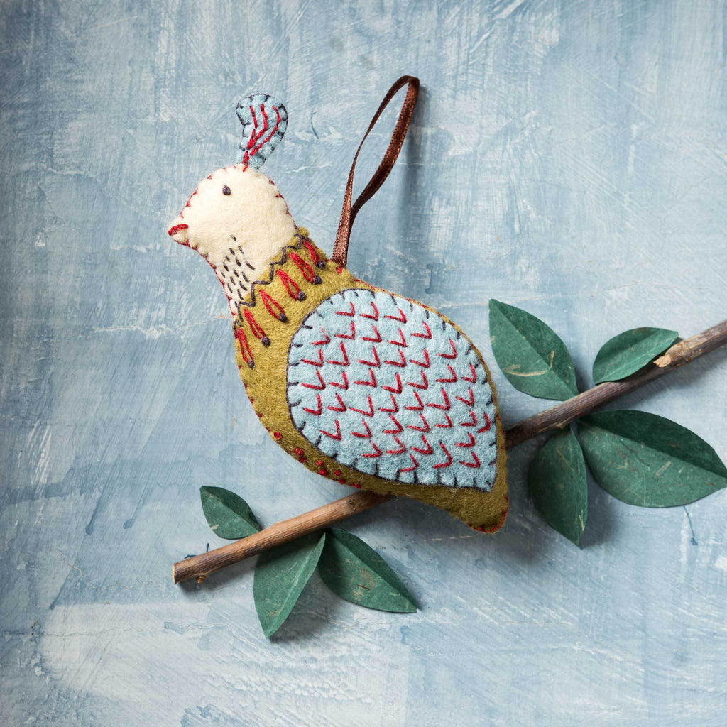 Corinne Lapierre Partridge Felt Craft Kit. Hanging decoration with ribbon.