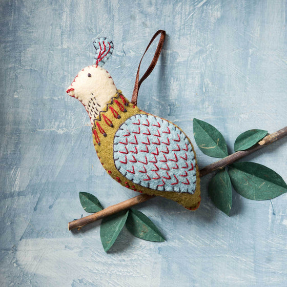 Corinne Lapierre Partridge Felt Craft Kit. Hanging decoration with ribbon.