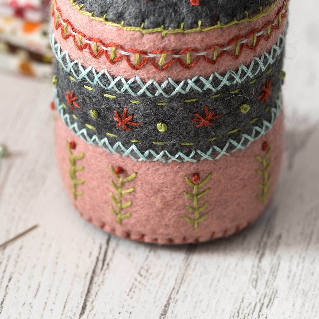 Corinne Lapierre Felt Pin Cushion Embroidery Craft Kit Embroidery Detail