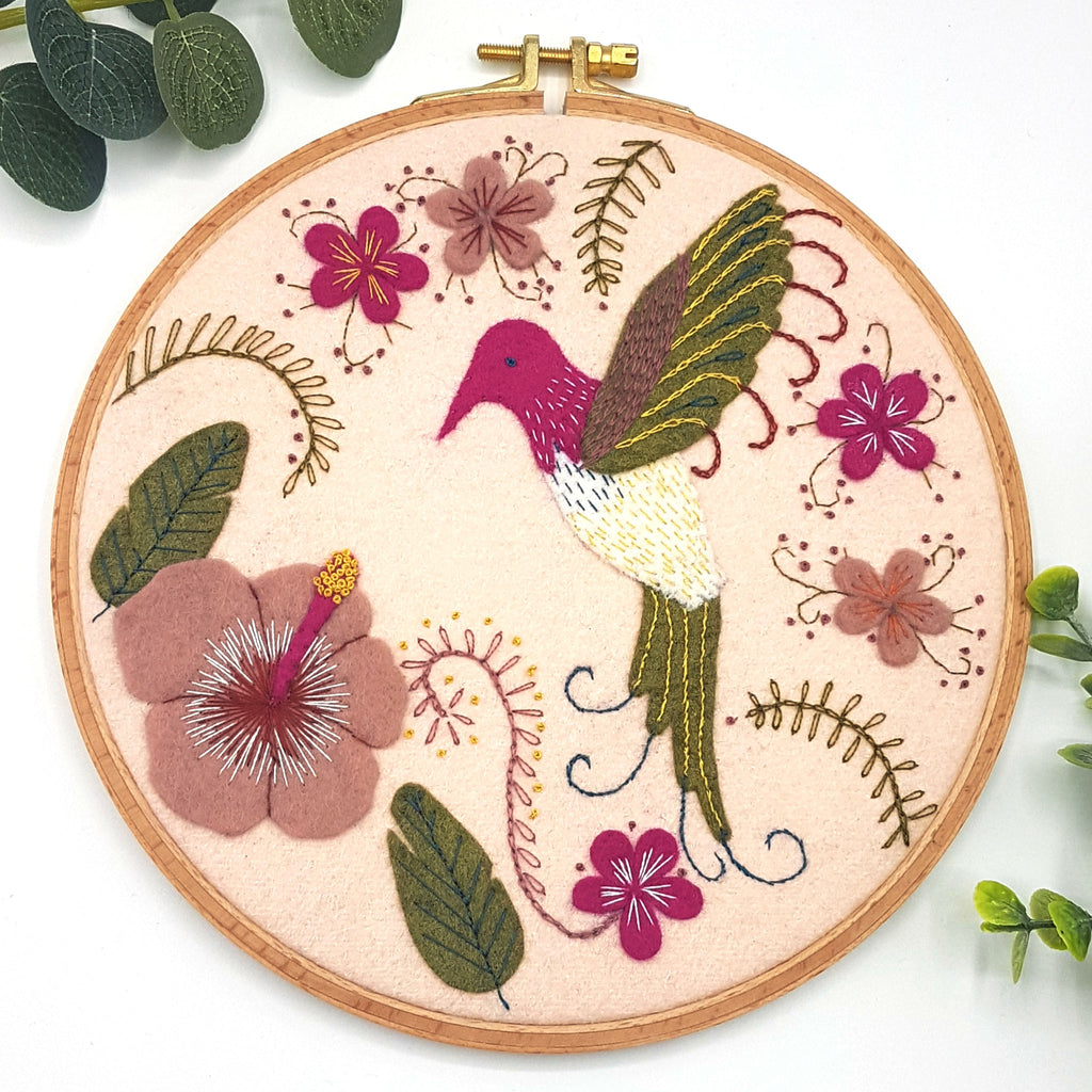Felt Hummingbird Hoop Embroidery Craft kit by Corinne Lapierre