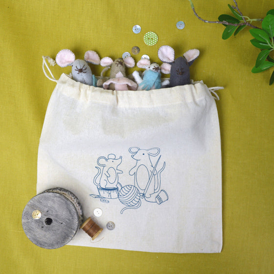 Mice Pouch - Cotton Drawstring