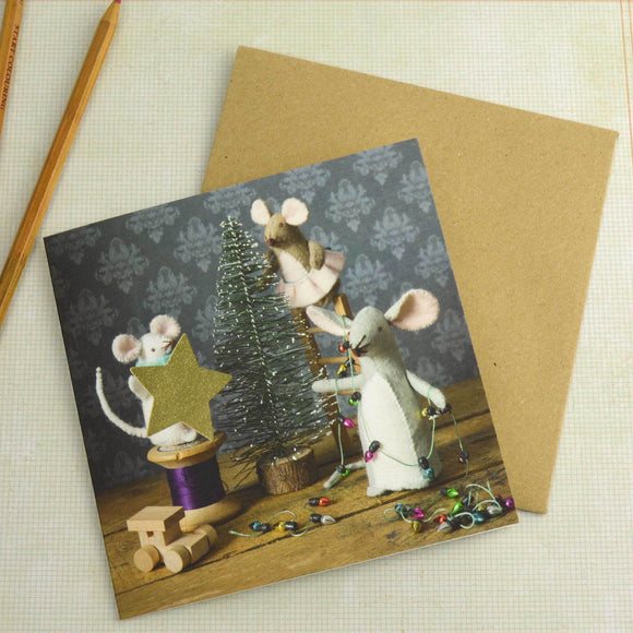 Mouse Family Christmas Card by Corinne Lapierre