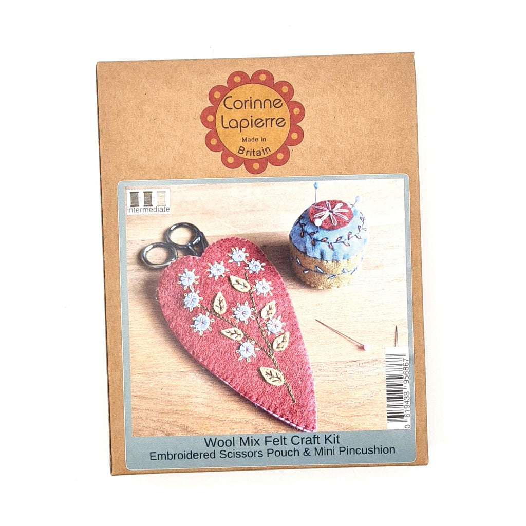 Embroidered Scissors Pouch & Mini Pincushion Felt Craft Mini Kit