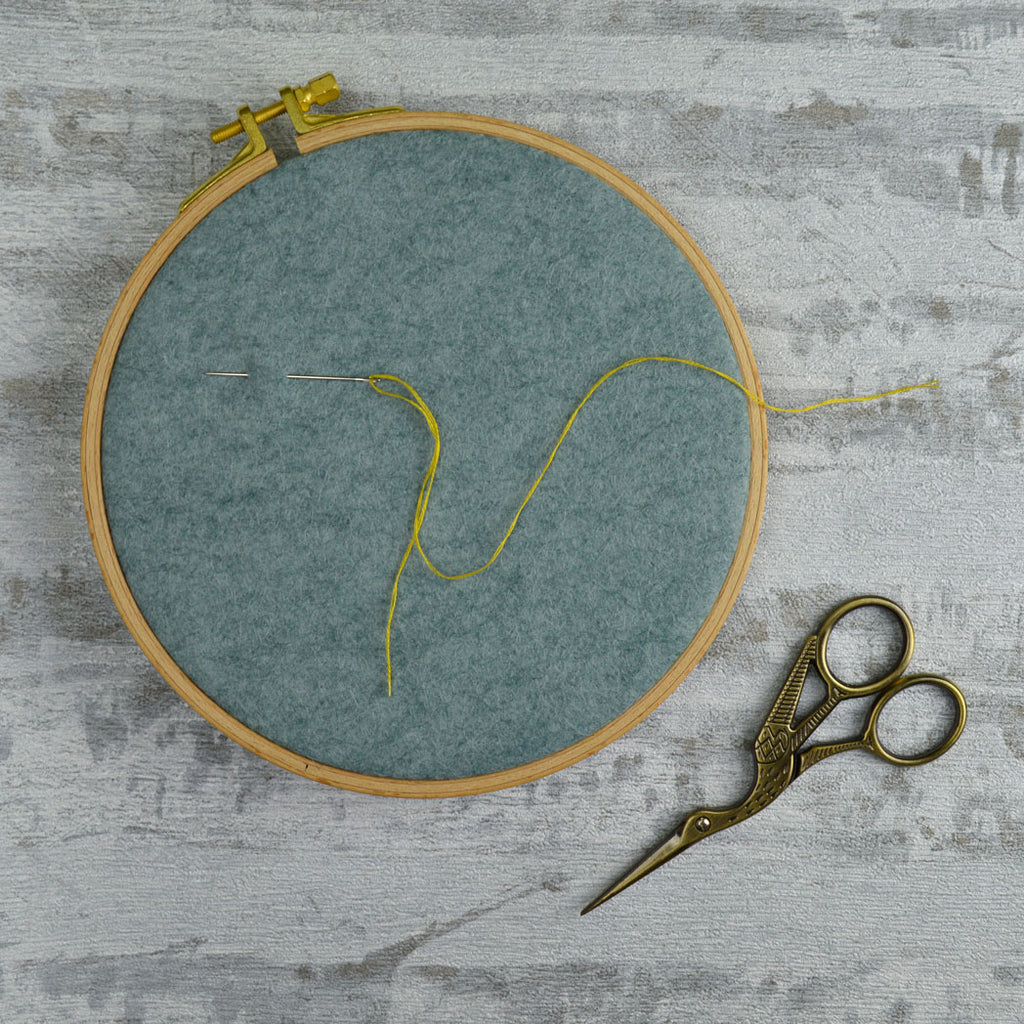 Screwed frame embroidery hoop with felt