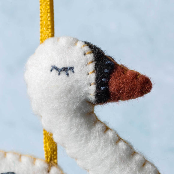 Corinne Lapierre Swan Felt Craft Kit. Hanging decoration with ribbon.
