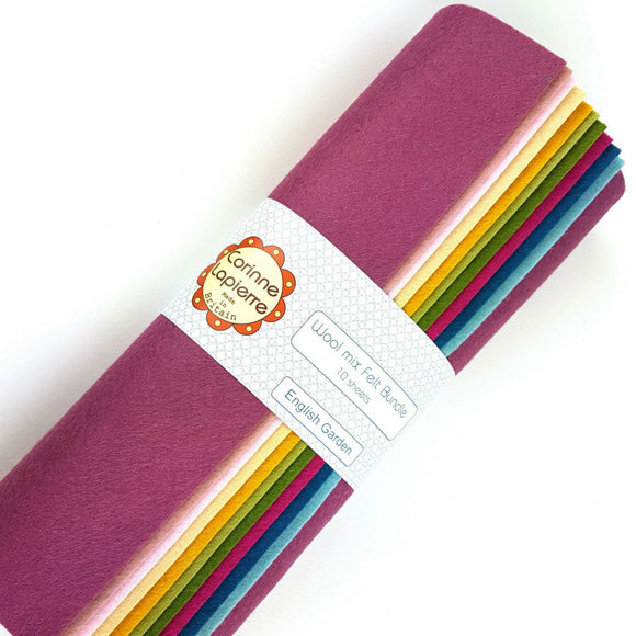 Corinne Lapierre Wool Mix Felt Bundle. Image of colourful felt bundle.
