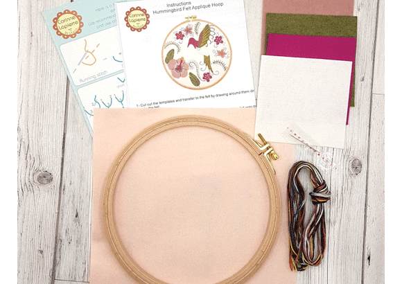 Felt Hummingbird Hoop Embroidery Craft kit by Corinne Lapierre
