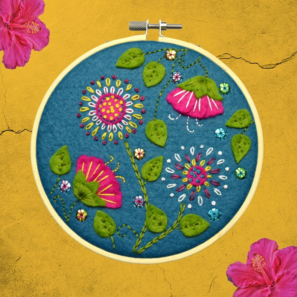 Felt Tropical Flowers Applique Hoop Kit